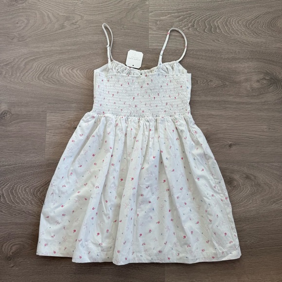 🆕 100% Cotton White Floral & Bows Coquette Corset Mini Dress - Picture 6 of 11